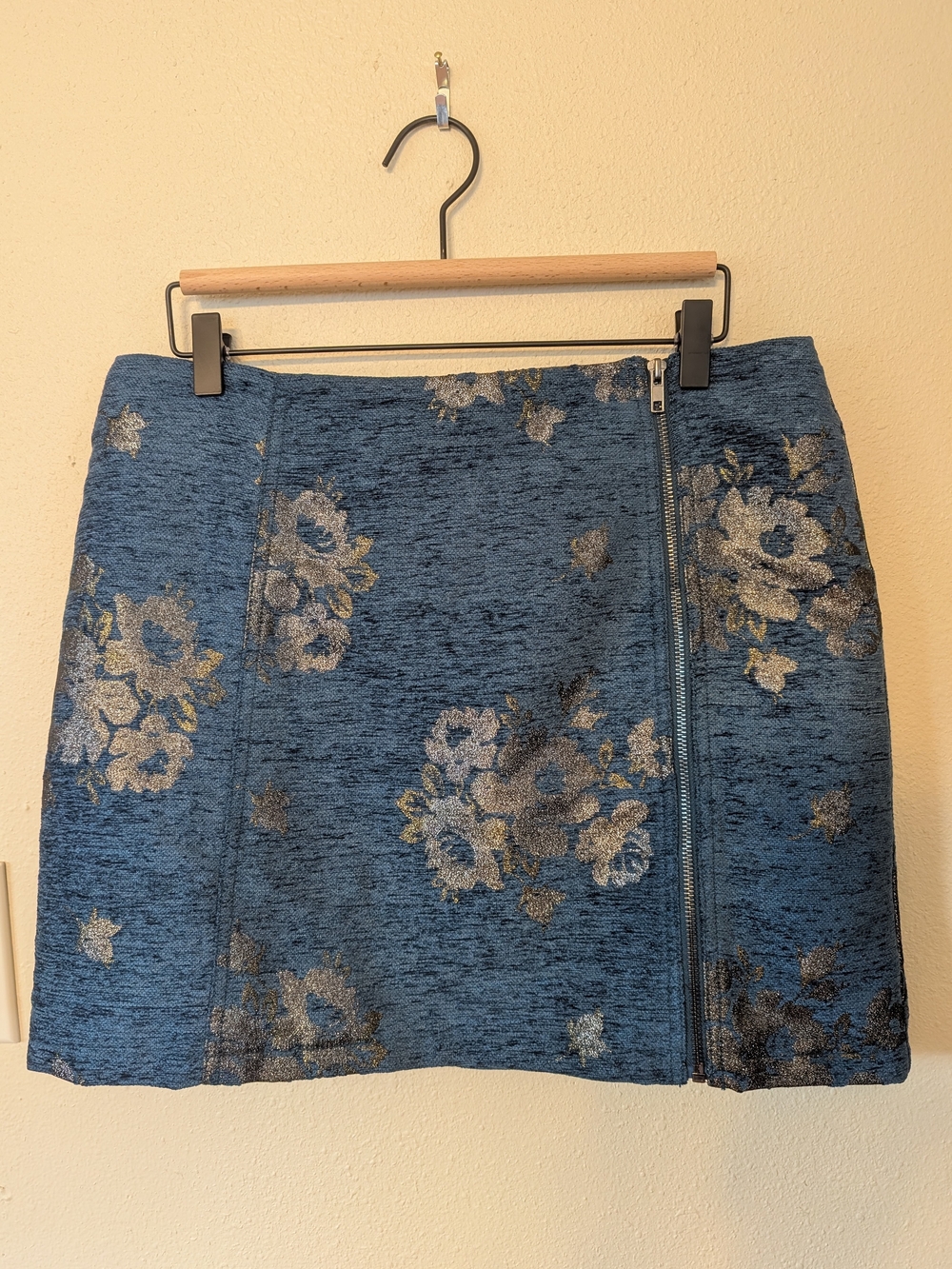 Free People Floral Metallic Mini Skirt Size 12